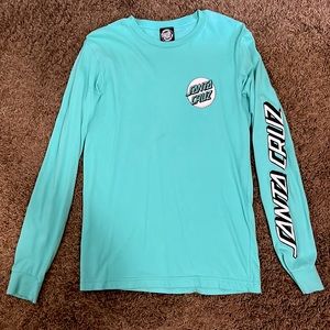 Teal Santa Cruz long sleeve cotton T-Shirt